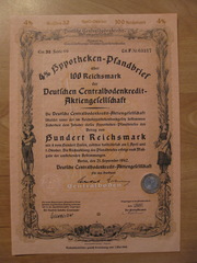 100 рейхсмарок 1942 г. Облигация периода III рейха.